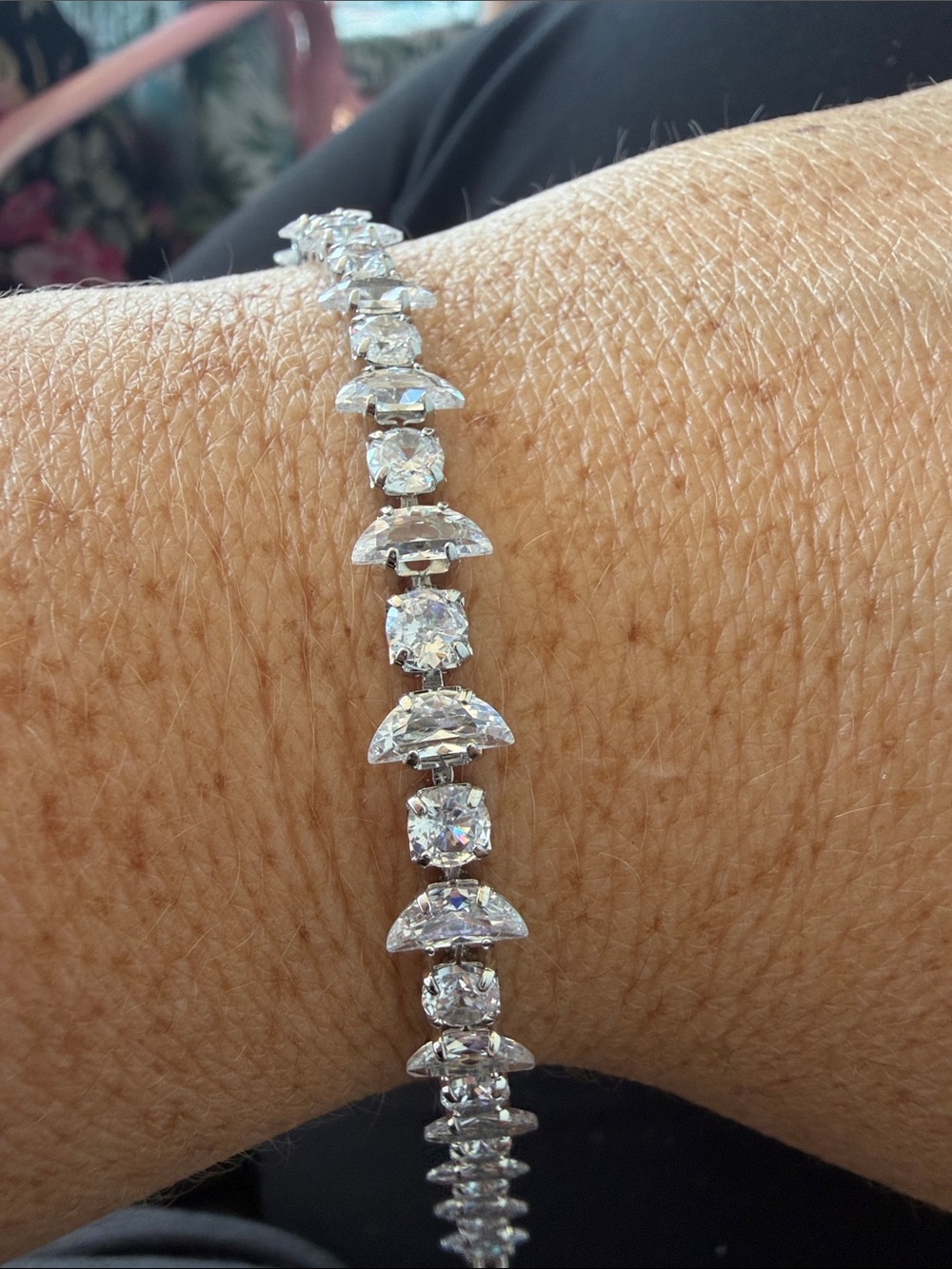 Silver-Tone Crystal Tennis Bracelet - Elegant Clear Sparkle